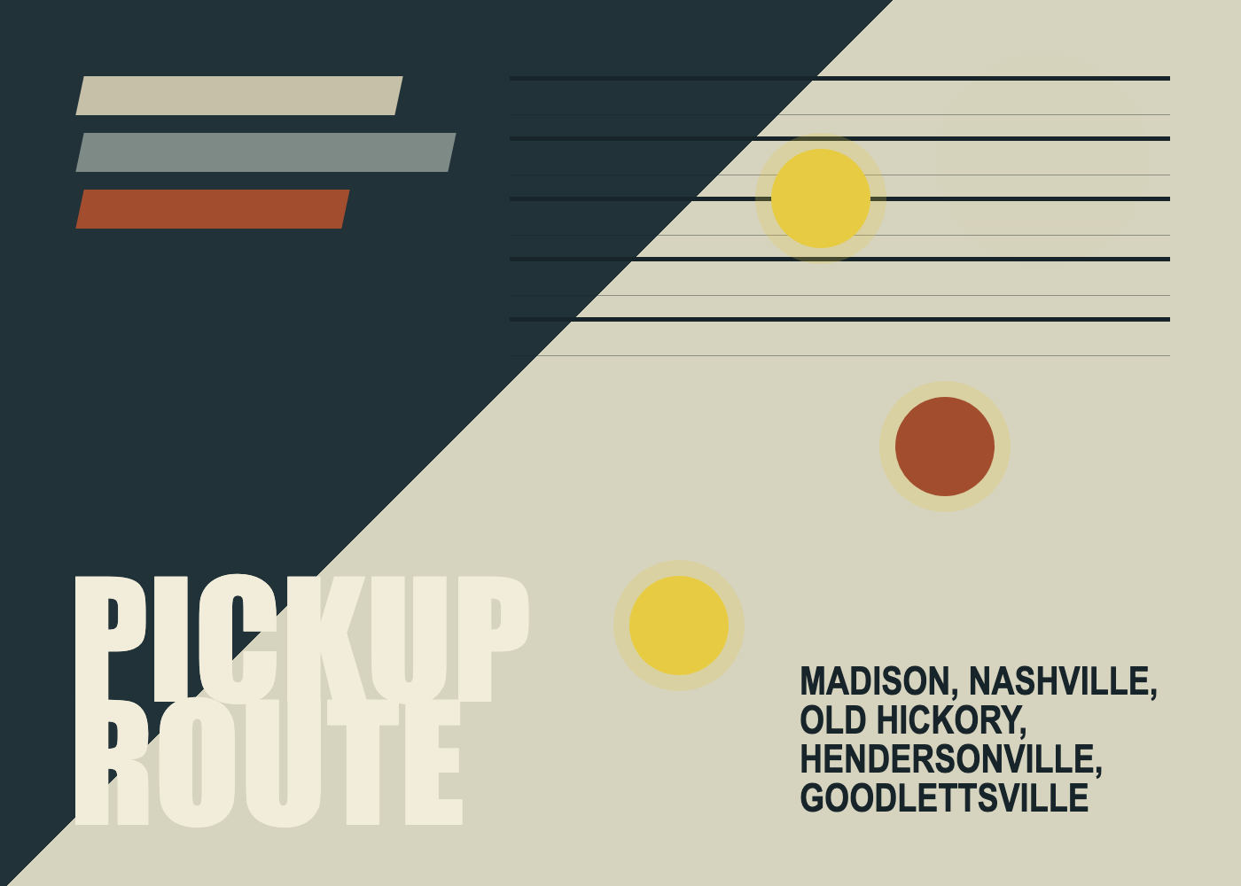 Illustrative curbside route note for The Junksmith pickup coverage